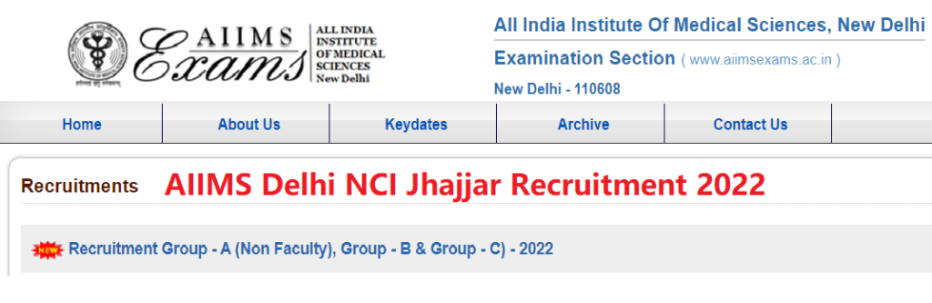 AIIMS Delhi NCI Jhajjar Recruitment 2022 Notification