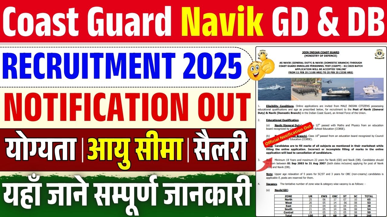 Coast Guard Navik GD & DB Recruitment 2025