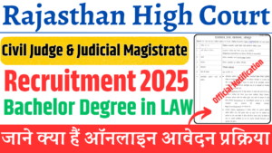 Rajasthan High Court New Recruitment 2025: राजस्थान हाई कोर्ट में निकली Civil Judge & Judicial Magistrate के पद पर नई भर्ती समझे पूरी जानकरी online Apply Now