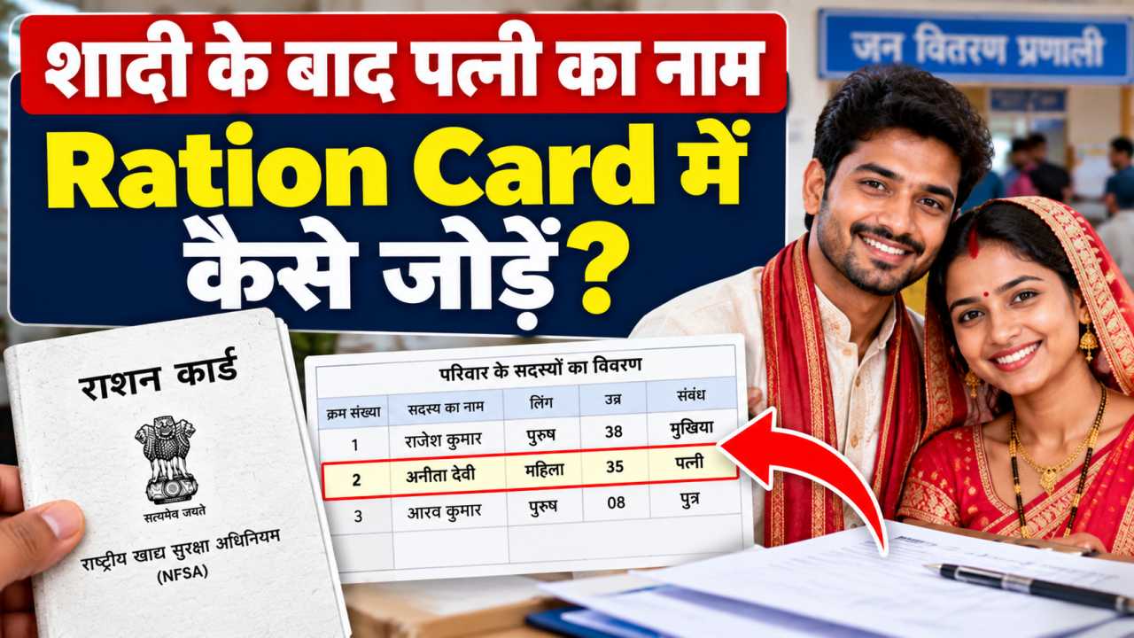 शादी के बाद पत्नी का नाम Ration Card में कैसे जोड़ें
