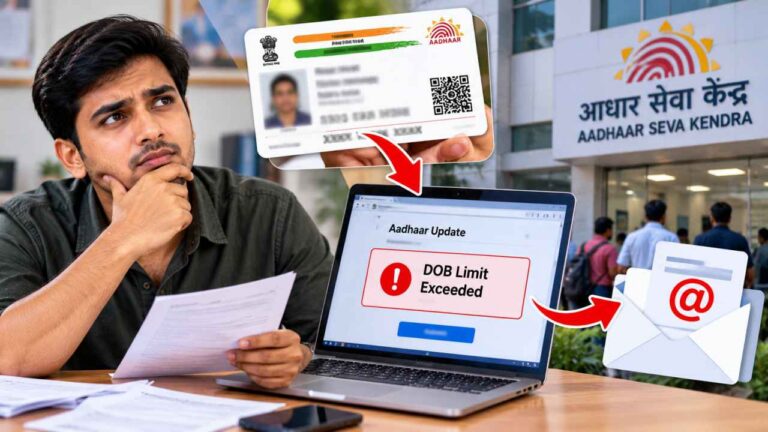 Aadhaar DOB Limit Exceeded? Date of Birth दोबारा कैसे सुधरवाएं – पूरी गाइड, Email Application Format के साथ