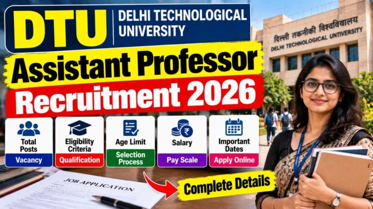 DTU Assistant Professor Recruitment 2026: 219 पदों पर Notification जारी, 7 दिसंबर तक करें Online Apply