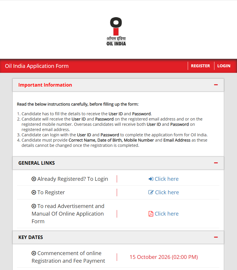 How to Apply Online Oil India Recruitment 2026
